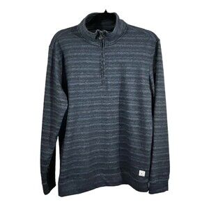 Linksoul Size Medium Golf Athletic Pullover 1/4 Zip Mock Neck Striped Blue
